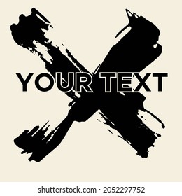 Vector Cross Shape on White. Black Cross Stamp. Icon, Logo, Banner Design. Cross Brush Abstract Stroke .