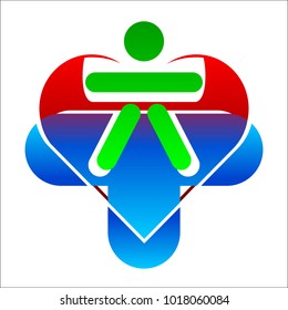 vector, cross with silhouette of man and heart