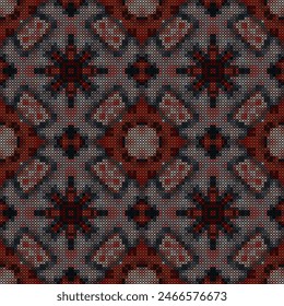 Vector cross stitch Boho background, Knitted ethnic pattern, Embroidery diagonal ethnic style,seamless pattern jacquard classic, Design for textile, fabric, cloth, wallpaper, sweater