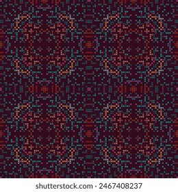 Vector cross stitch Boho background, Knitted ethnic pattern, Embroidery diagonal ethnic style,seamless pattern jacquard classic, Design for textile, fabric, cloth, wallpaper, sweater