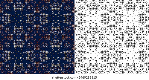 Vector cross stitch Boho background, Knitted ethnic pattern, Embroidery diagonal ethnic style,seamless pattern jacquard classic, Design for textile, fabric, cloth, wallpaper, sweater