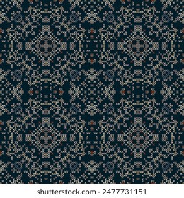Vector cross stitch Boho background, Knitted ethnic pattern, Embroidery diagonal ethnic style,seamless pattern jacquard classic, Design for textile, fabric, cloth, wallpaper, sweater