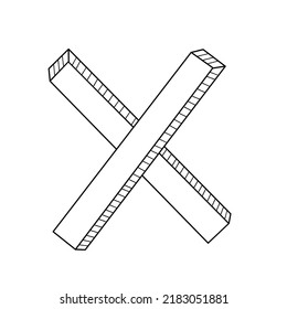 vector of cross symbol formed from rectangle
with classic accents suitable for icons or complementary images