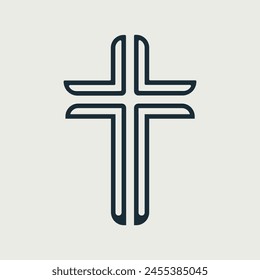 Vektorgrafik-Kreuz-Symbol. Symbole gesetzt. Kreuz der christlichen Religion. Jesus Christus und Gott, das Zeichen des Glaubens. Kirche und Gebet, Religion und Auferstehung.