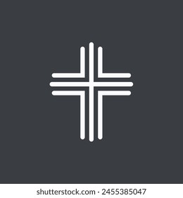 vector cross symbol. Icons set. Cross of christian religion. Jesus Christ and God, faith sign. Church and pray, religion and resurrection.