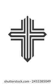 vector cross symbol. Icons set. Cross of christian religion. Jesus Christ and God, faith sign. Church and pray, religion and resurrection.