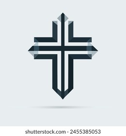 vector cross symbol. Icons set. Cross of christian religion. Jesus Christ and God, faith sign. Church and pray, religion and resurrection.