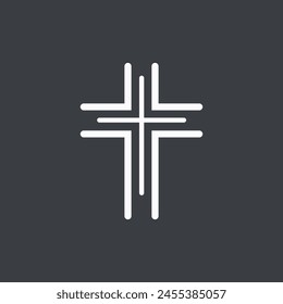 vector cross symbol. Icons set. Cross of christian religion. Jesus Christ and God, faith sign. Church and pray, religion and resurrection.