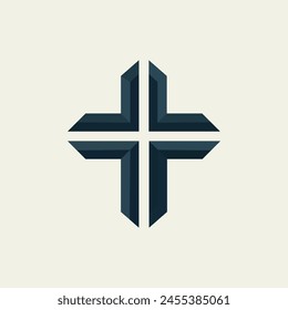 Vektorgrafik-Kreuz-Symbol. Symbole gesetzt. Kreuz der christlichen Religion. Jesus Christus und Gott, das Zeichen des Glaubens. Kirche und Gebet, Religion und Auferstehung.