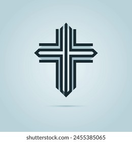 Vektorgrafik-Kreuz-Symbol. Symbole gesetzt. Kreuz der christlichen Religion. Jesus Christus und Gott, das Zeichen des Glaubens. Kirche und Gebet, Religion und Auferstehung.