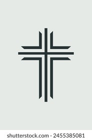 Vektorgrafik-Kreuz-Symbol. Symbole gesetzt. Kreuz der christlichen Religion. Jesus Christus und Gott, das Zeichen des Glaubens. Kirche und Gebet, Religion und Auferstehung.