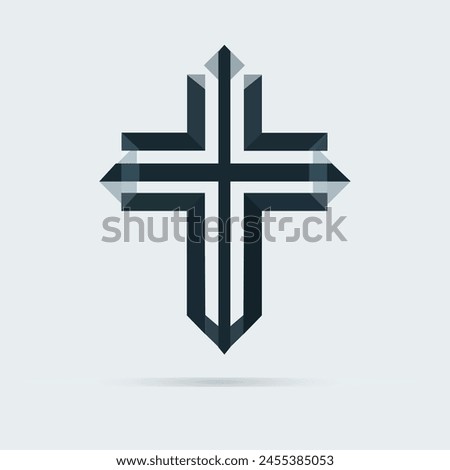 vector cross symbol. Icons set. Cross of christian religion. Jesus Christ and God, faith sign. Church and pray, religion and resurrection.