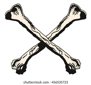 Vector crossbones illustration warning symbol for tattoo or t-shirt design