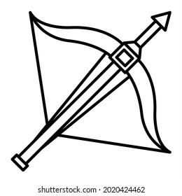 Vector Crossbow Outline Icon Design
