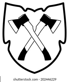 vector crossed ax in shield icon