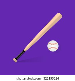 Vector crossed baseball bats and ball