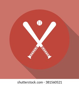 Vector crossed baseball bats and ball set.