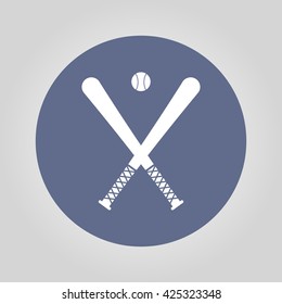 Vector crossed baseball bats and ball set.