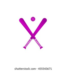 Vector crossed baseball bats and ball set.