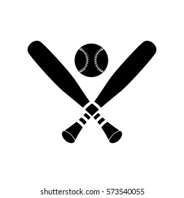 Vector crossed baseball bats and ball set