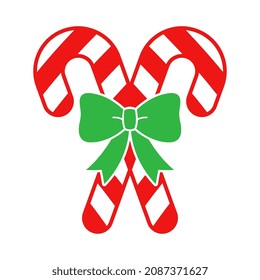 Vector Crossed Candy Canes on White Background