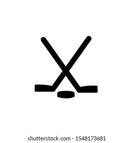 Vector crossed hockey sticks and puck icon set