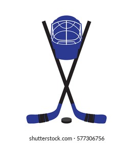 Vector crossed hockey sticks and puck icon set