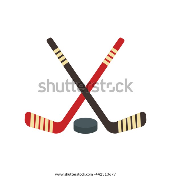 Vector Crossed Hockey Sticks Puck Icon Stock Vector (Royalty Free ...