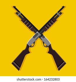 Vector Crossed Pump-Action Shotguns Icon