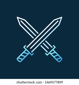 Vector Crossed Swords colored outline icon on dark background
