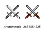 Vector Crossed Swords Flat Illustration