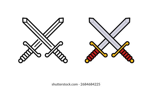 Vector cruzado Espadas Ilustración plana