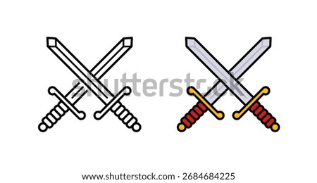 Vector Crossed Swords Flat Illustration