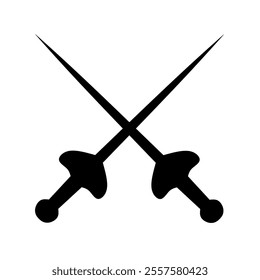 vector crossed swords on white background. fencing sword icon