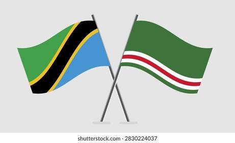 Vector of crossed Tanzanian and Chechen flags.