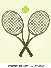 Vector Crossed Tennis Racket and Ball Set