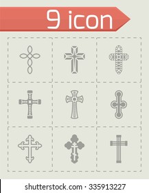 Vector Crosses icon set on grey background