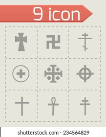 Vector crosses icons set on grey background
