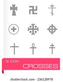 Vector crosses icons set on grey background