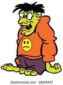 vector cross-eyed monster with long arms