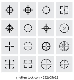 Vector crosshair icon set on grey background