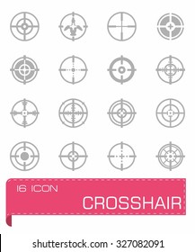 Vector Crosshair icon set on grey background