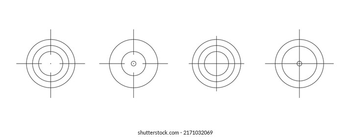 Conjunto de corte de vectores. Iconos brillantes de corte transversal para rifle de francotirador en videojuego.