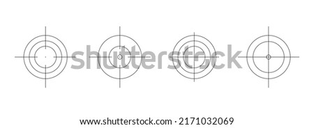 Vector crosshair set. Thin crosshair icons for sniper rifle in video game.