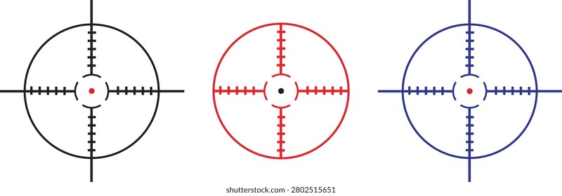 Vector Crosshair Target Icons, Scope Reticle Illustrations, Precision Aim Graphics, Shooting and Gaming UI Design, Marksmanship Symbols