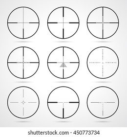 Vector crosshairs set. Target icons set.  Weapon sights. Crosshairs icons isolated on white background. Aims symbol