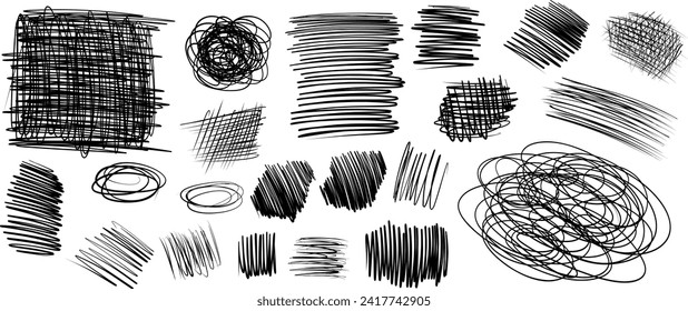 vector crosshatch strikethrough hand drawn childish doodle big set	
