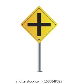 Vector Crossroads isolated on white background. Warning signs. Traffic Sign. illustration eps 10.