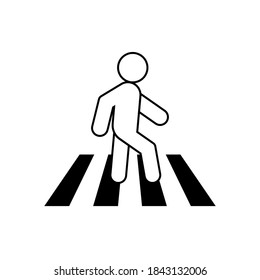 Vector Crosswalk icon, pedestrian crossing flat illustration symbol on isolated white background for UI/UX and website.