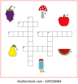 Vector Crossword Worksheet Preschool Kids Educational Stock Vector ...